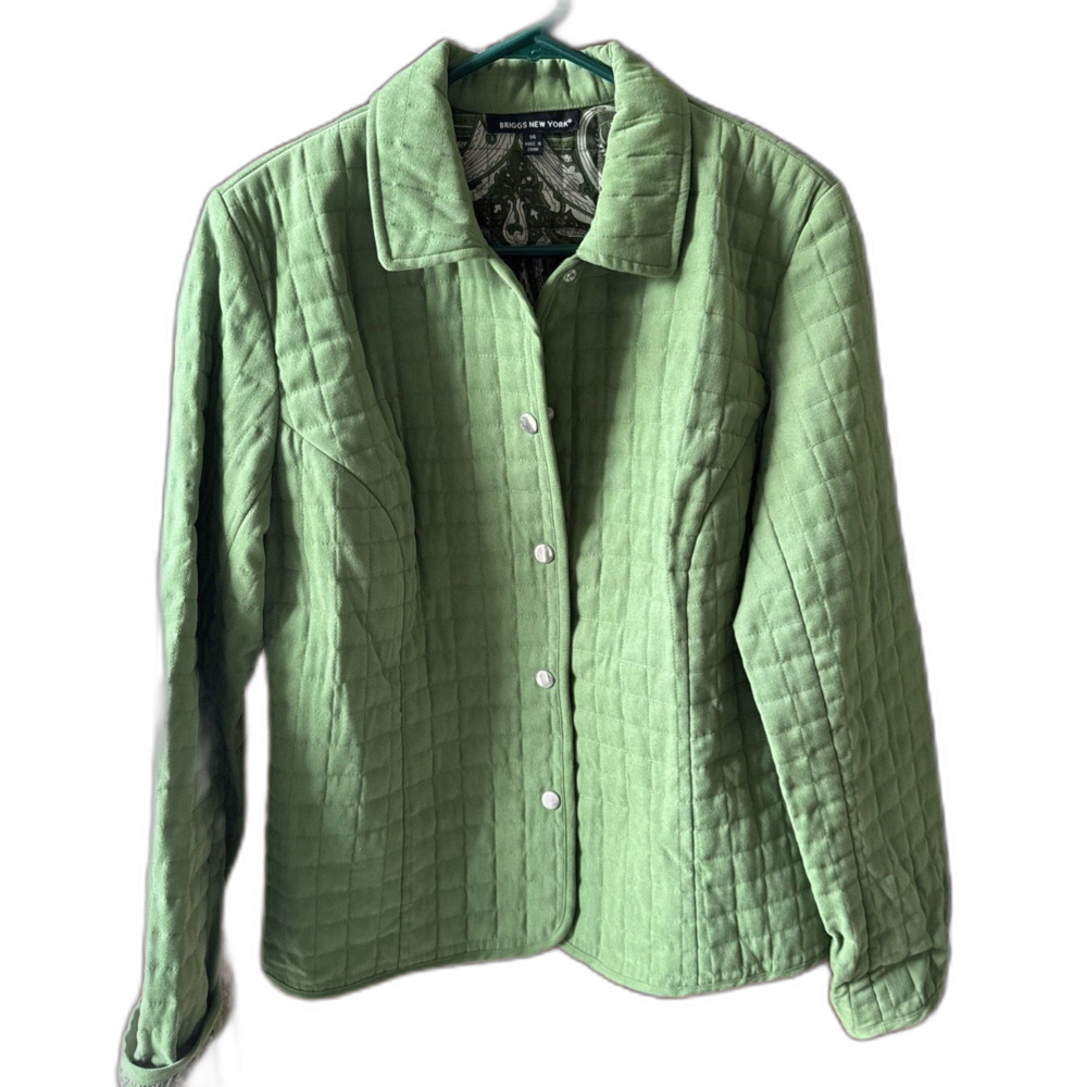 Briggs New York Light Green Lightweight Quilted Long‎ Sleeve Jacket Size 14